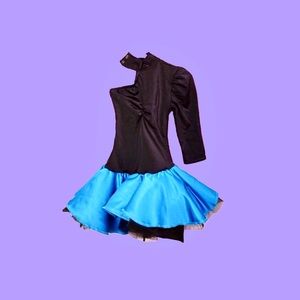 Black Blue One Shoulder Leotard Tutu Dance Costume